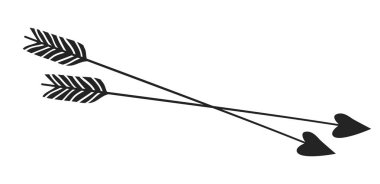 Elle çizilmiş moda illüstrasyon romantik ok beyaz arka plan üzerinde izole. Yaratıcı mürekkep sanat eseri. Gerçek vektör çizim tatil şeylerden. Sevgililer günün kutlu olsun ayarla