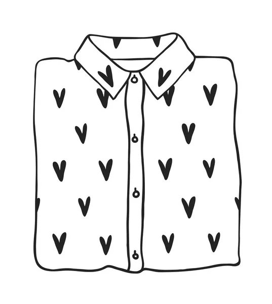 Camisa Romántica Ilustración Moda Dibujada Mano Aislada Sobre Fondo Blanco — Vector de stock
