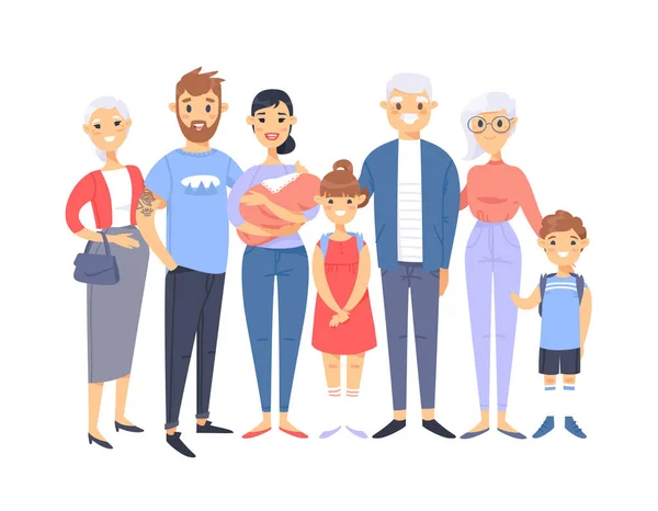 Conjunto Diferentes Parejas Familias Estilo Dibujos Animados Personas Diferentes Razas — Vector de stock