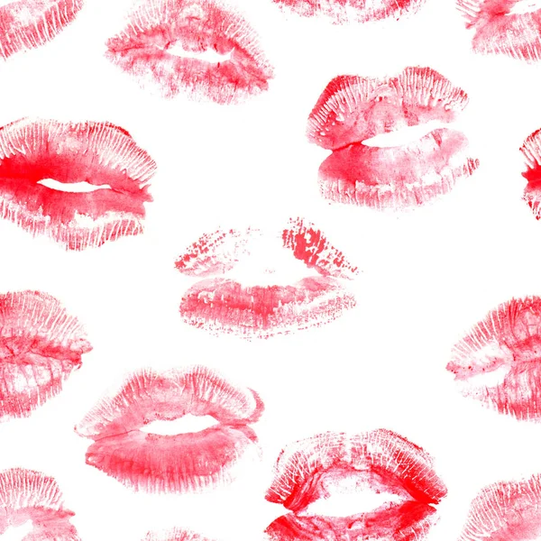 Disegnato Mano Illustrazione Moda Rossetto Bacio Modello Femminile Senza Cuciture — Foto Stock