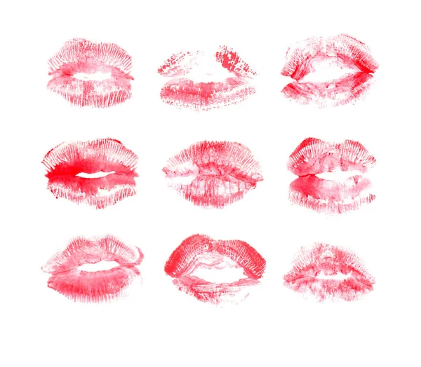 손으로 그린된 일러스트 립스틱 키스입니다 입술으로 여성의 패턴입니다 낭만적인 — 스톡 사진
