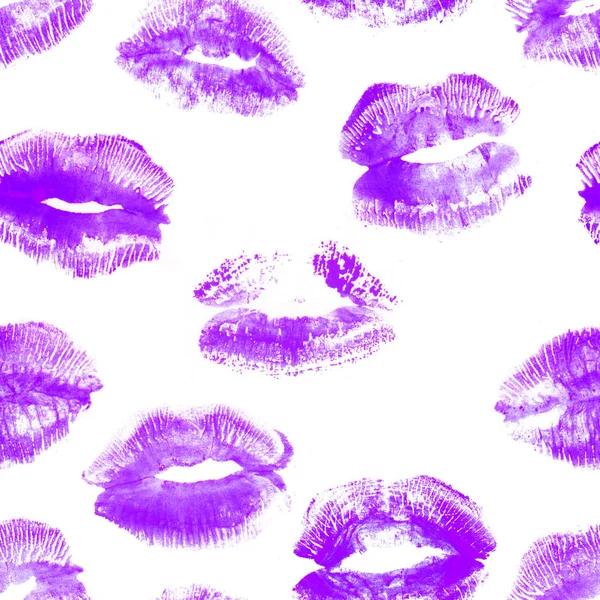 Hand Drawn Acid Freaky Fashion Illustration Lipstick Kiss Female Seamless — Stock Photo, Image