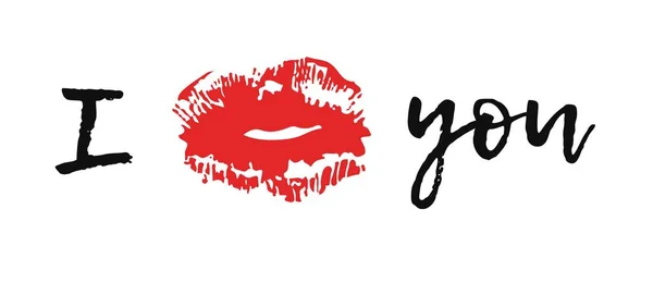 Рука Намальована Мода Ілюстрація Помади Поцілунок Жіноча Листівка Червоними Губами — стоковий вектор