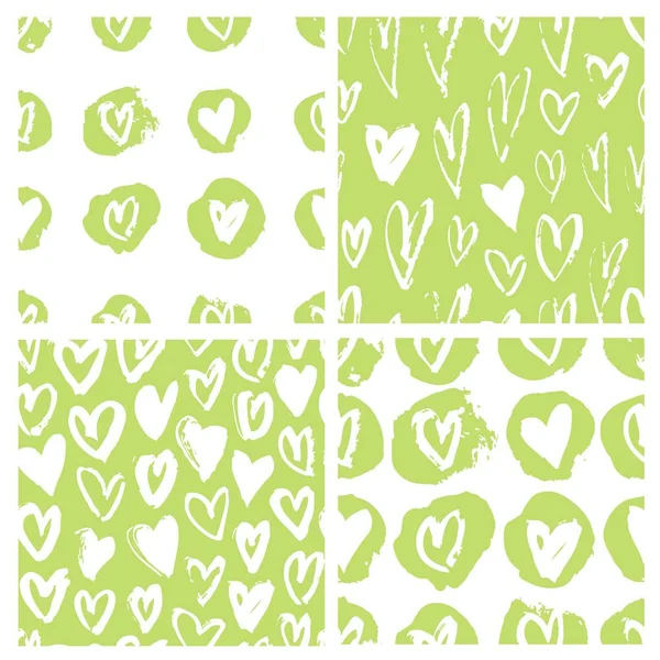 Χωρίς Ραφή Πρότυπο Τις Πράσινες Καρδιές Χέρι Διανυσματικά Εικονογράφηση Διακοσμητικά — Διανυσματικό Αρχείο