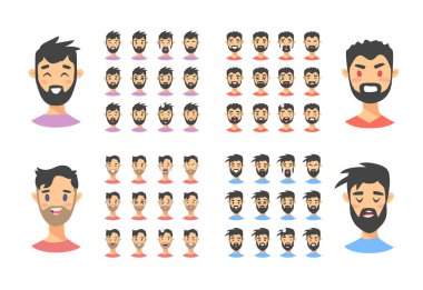 Erkek emoji karakter kümesi. Karikatür tarzı duygu simgeler. Isola