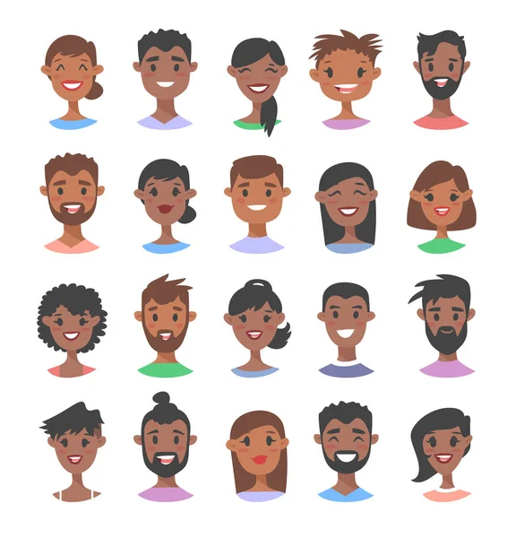 Conjunto de personajes masculinos y femeninos negros. Estilo de dibujos animados africano a — Vector de stock
