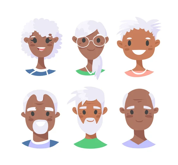 Set di personaggi maschili e femminili neri. Stile cartone animato africano a — Vettoriale Stock