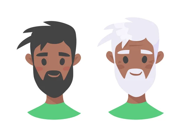 Conjunto de personajes afroamericanos masculinos. Estilo de dibujos animados ancianos a — Vector de stock