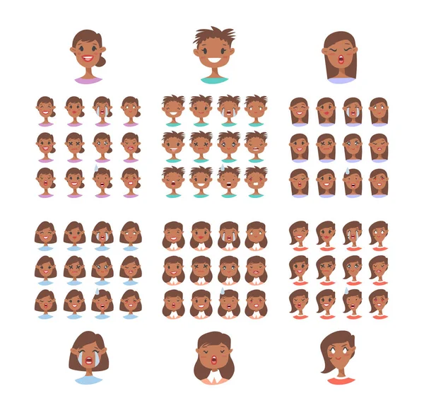 Het aantal vrouwelijke emoji tekens. Cartoon stijl emotie iconen. ISO — Stockvector