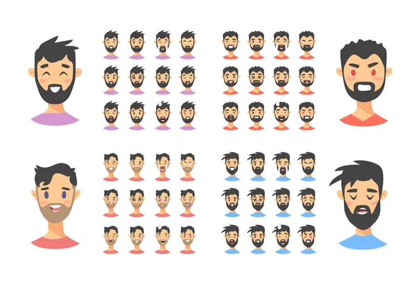 Conjunto de personajes masculinos emoji. Iconos de emoción estilo dibujos animados. Isola — Archivo Imágenes Vectoriales