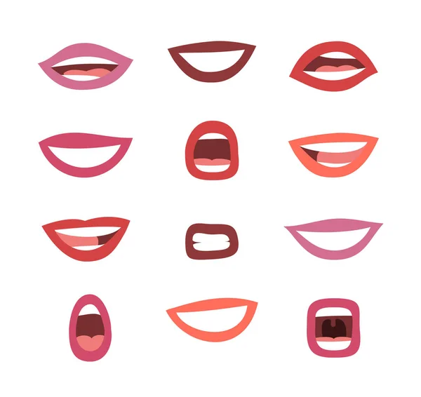 Set Lips Emotional Expressions — Stock Vector