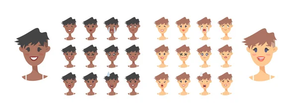 Satz weiblicher Emoji-Zeichen. Emotionsymbole im Cartoon-Stil. iso — Stockvektor
