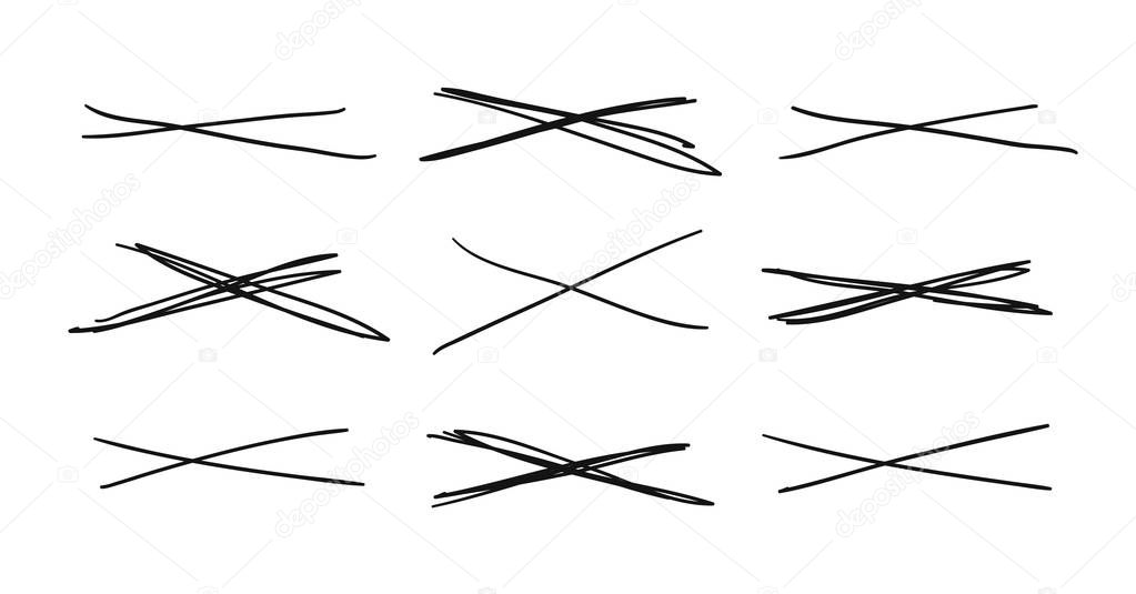 Hand drawn set of objects for design use. Black Vector doodle cr