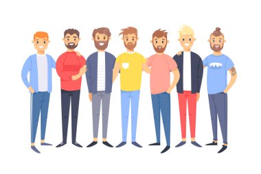 Set of a group of different caucasian men. Cartoon style europea clipart