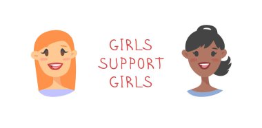 Çizgi film tarzı karakterler kızlar. Vektör illüstrasyon kafkas bir