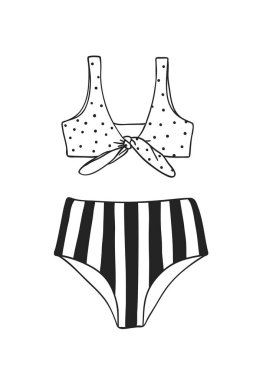 El çizilmiş yaz bikini illüstrasyon. Gerçek tropikal vektör ba