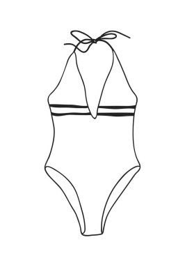 El çizilmiş yaz bikini illüstrasyon. Gerçek tropikal vektör ba