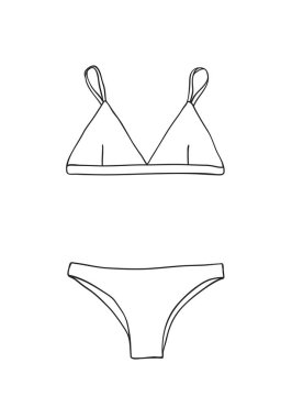 El çizilmiş yaz bikini illüstrasyon. Gerçek tropikal vektör ba