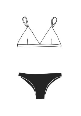 El çizilmiş yaz bikini illüstrasyon. Gerçek tropikal vektör ba