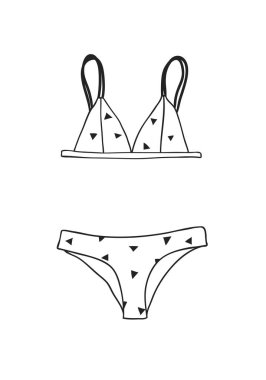 El çizilmiş yaz bikini illüstrasyon. Gerçek tropikal vektör ba