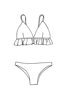 El çizilmiş yaz bikini illüstrasyon. Gerçek tropikal vektör ba