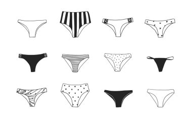 El çizilmiş yaz bikini illüstrasyon. Gerçek tropikal vektör ba