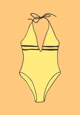 El çizilmiş yaz bikini illüstrasyon. Gerçek tropikal vektör ba