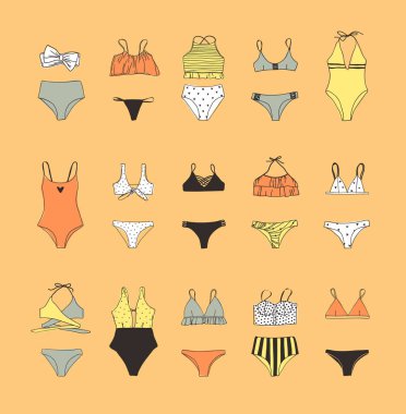 vector image set of swimwear bikini  clipart