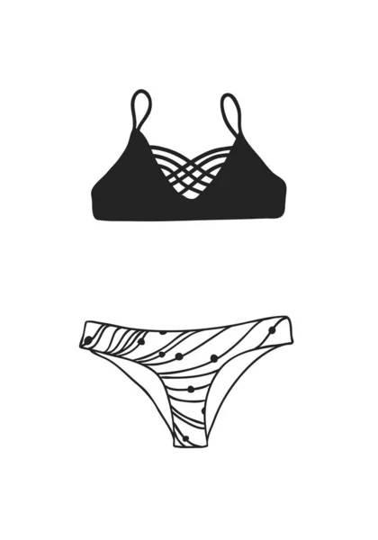 Handgezeichnete Sommer-Bikini-Illustration. tatsächlicher tropischer Vektor ba — Stockvektor