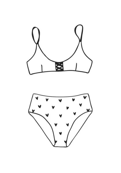 Ilustración de bikini de verano dibujado a mano. Vector tropical real ba — Archivo Imágenes Vectoriales