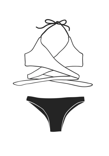 Hand getekende zomer bikini illustratie. Werkelijke tropische vector ba — Stockvector