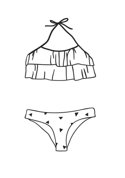 Ilustración de bikini de verano dibujado a mano. Vector tropical real ba — Archivo Imágenes Vectoriales