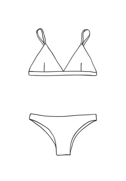 Handgezeichnete Sommer-Bikini-Illustration. tatsächlicher tropischer Vektor ba — Stockvektor