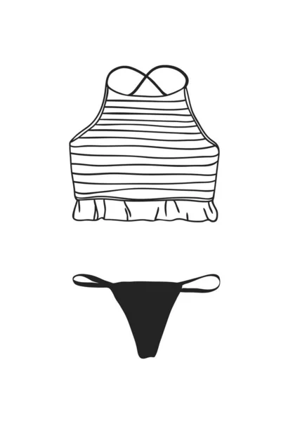 Ручной рисунок летнего бикини. Фактический тропический вектор ба — стоковый вектор
