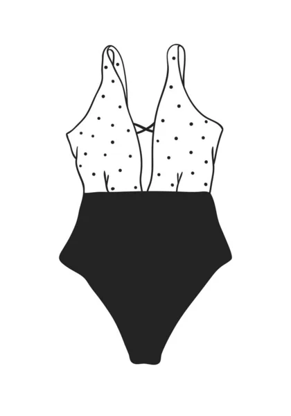 Illustrazione del bikini estivo disegnato a mano. Vettore tropicale reale ba — Vettoriale Stock