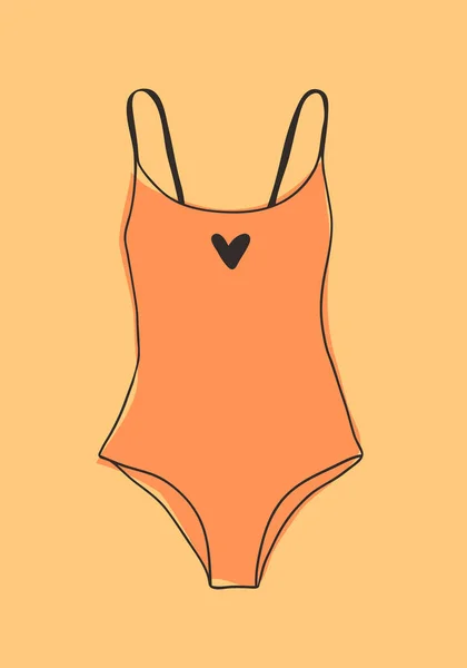 Handgezeichnete Sommer-Bikini-Illustration. tatsächlicher tropischer Vektor ba — Stockvektor