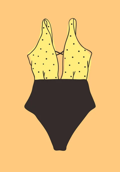 Handritad sommar Bikini illustration. Faktisk tropisk vektor ba — Stock vektor