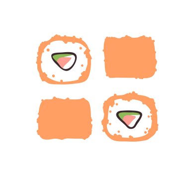 El çizilmiş illüstrasyon deniz ürünleri. Yaratıcı mürekkep sanat çalışması Asya di