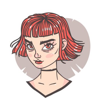 El Çizilmiş portre Şık Kadın. Güzel Moda Illustratio