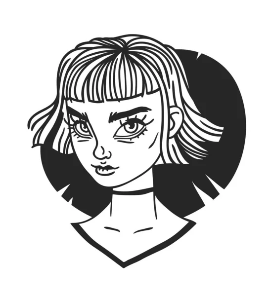 Retrato dibujado a mano mujer con estilo. Hermosa moda Illustratio — Vector de stock