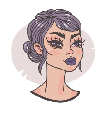 El Çizilmiş portre Şık Kadın. Güzel Moda Illustratio