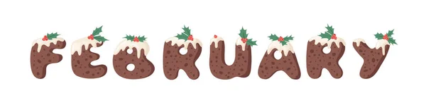 Kreskówka ilustracja wektor Christmas Pudding. Czcionka ręcznie rysowane. — Wektor stockowy