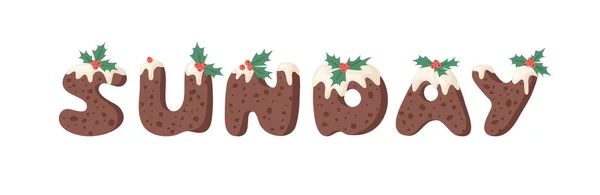 Cartoon vector illustratie Christmas pudding. Hand getekende lettertype. — Stockvector