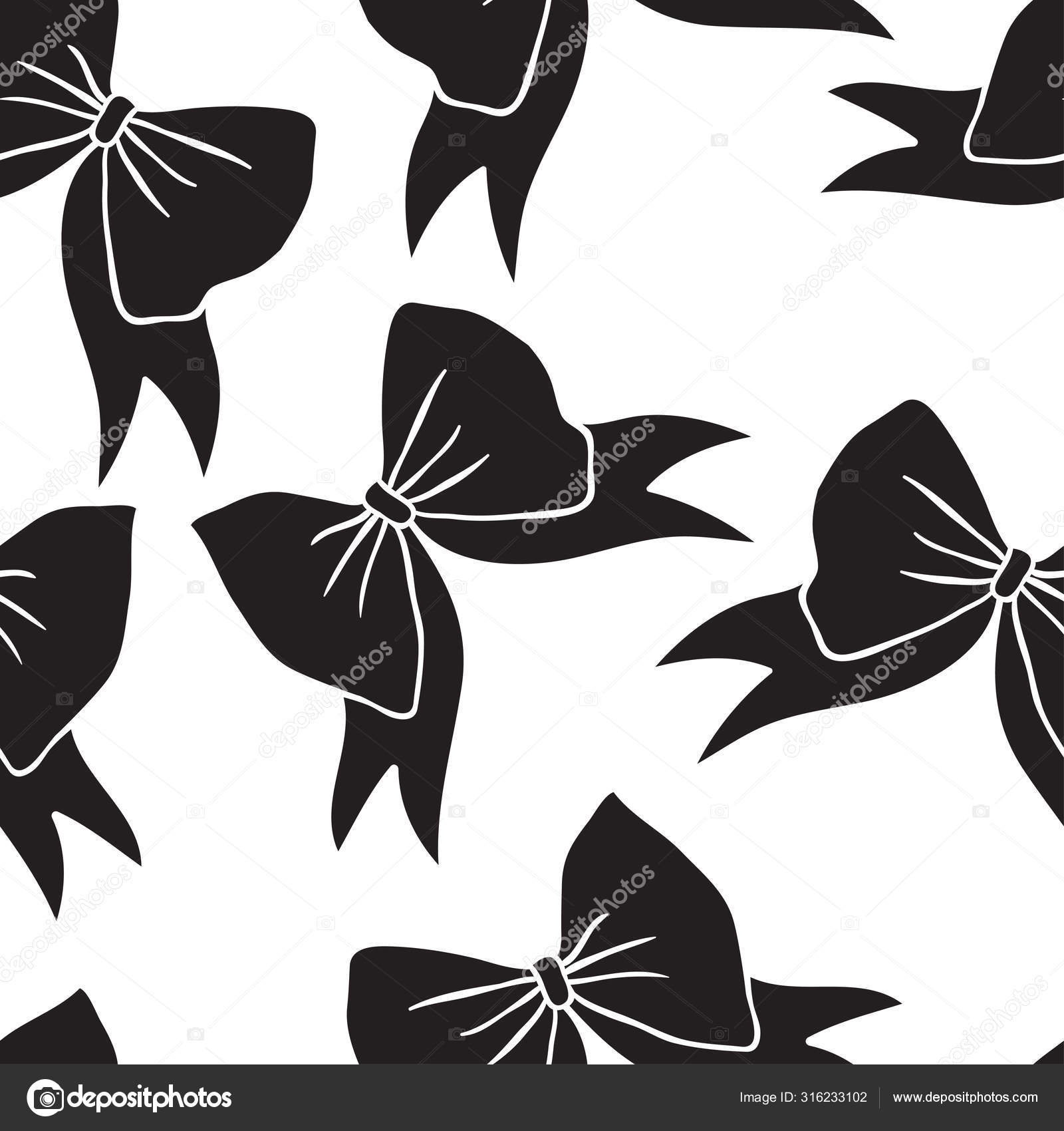 Hand Drawn Fashion Illustration Romantic Bow Black White Creative