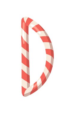 Çizgi film vektör çizimi Noel Şeker Çubuğu. El yapımı yazı tipi. Gerçek yaratıcı tatiller tatlı alfabe ve D harfi
