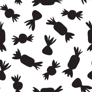 El çizimi şekerlemeler. Yaratıcı mürekkep işi. Gerçek vektör çizimi: Çikolata Şekerleri. Sanatsal izole Cadılar Bayramı kusursuz desen