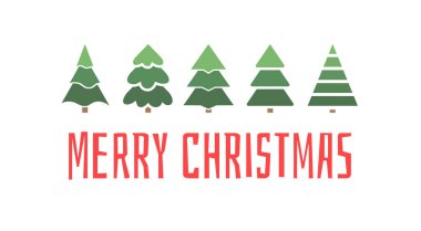 Düz Noel ağaçları seti. Tatil geçmişi. Soyut sanat eserleri odunları çiziyor. Vektör Tatil İllüstrasyonu