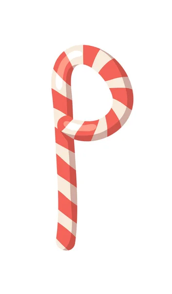 Tecknad Vektor Illustration Christmas Candy Cane Handritat Teckensnitt Faktiska Kreativa — Stock vektor