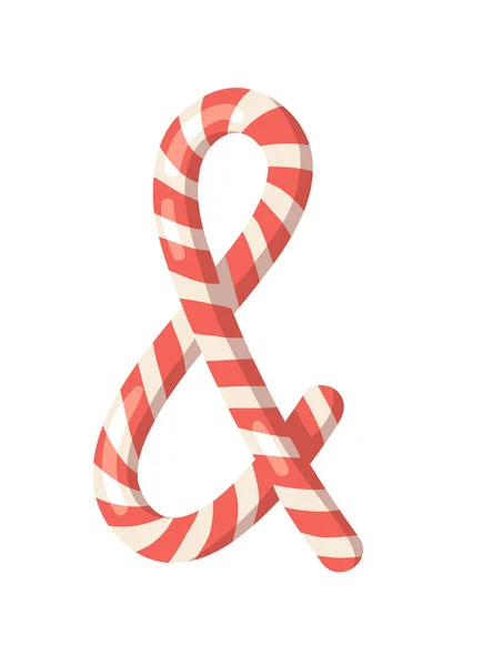 Ilustración Vectorial Dibujos Animados Christmas Candy Cane Fuente Signo Dibujado — Vector de stock