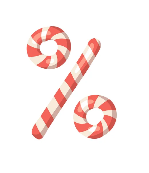 Cartoon Vector Illustration Christmas Candy Cane Hand Drawn Sign Font — Stock Vector